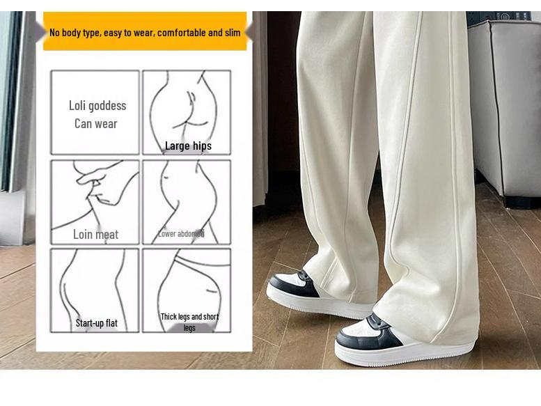 Women's 2024 Fleece-Lined Sports Sweatpants: Drape, Narrow, Slimming Straight, and Wide Leg Styles for Spring & Autumn