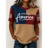American Independence Day Women's T Shirt Print Graphic Letter American Flag Vintage Fashion Casual Short Sleeve