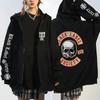 High Street Style Skull Print Hoodie Loose Fit Casual Sweatshirt Men Teens