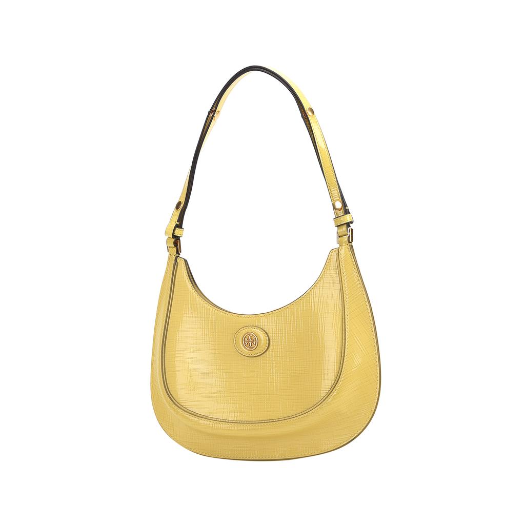 Tory Burch Robinson Magnetic Closure Adjustable Shoulder Strap Leather Crescent Bag Women Handbags Yellow 158509-700