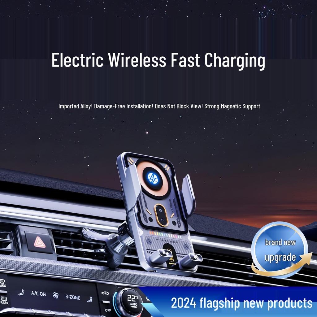 Rotating Wireless Car Charger Phone Mount with Smart Sensor Technology