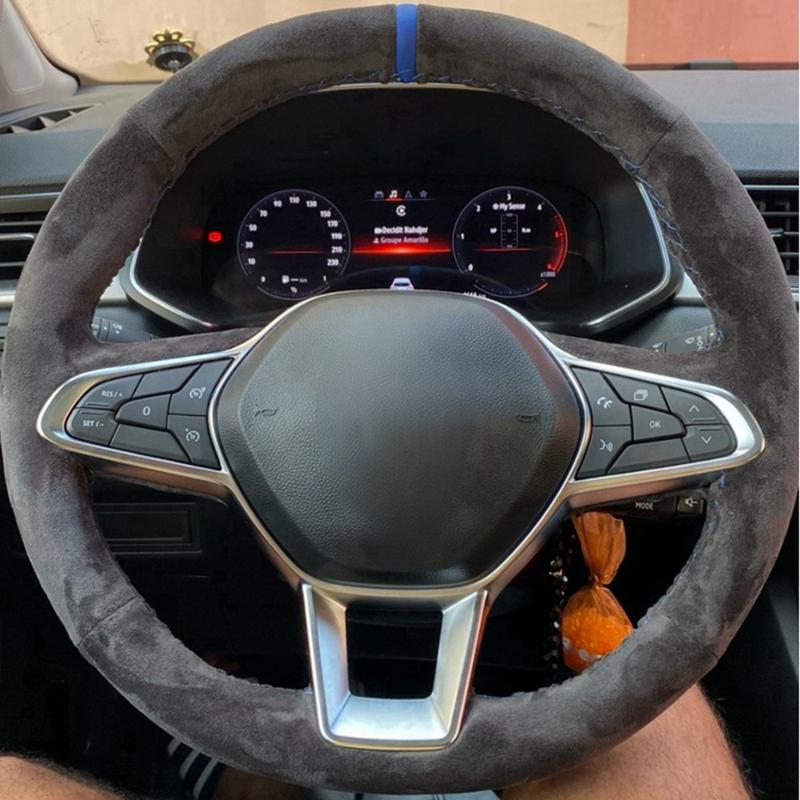 

Замша Кожа Плетение Чехол на Руль Автомобиля 100% Подходит для Renault Clio 5 (В) Zoe Captur - Автоаксессуары Black Thread