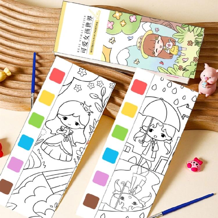 Educational Watercolor Drawing Diary Included Art Brush and Watercolor Paint For Kids Beginner Artists Outdoor Painting