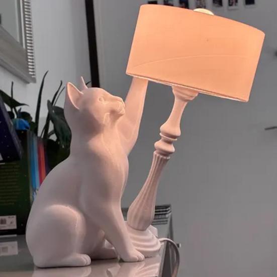 Naughty Cat Table Lamp 3D Printed Cat Tipping Night Light Creative Bedside Light for Living Room Bedroom Home Decor