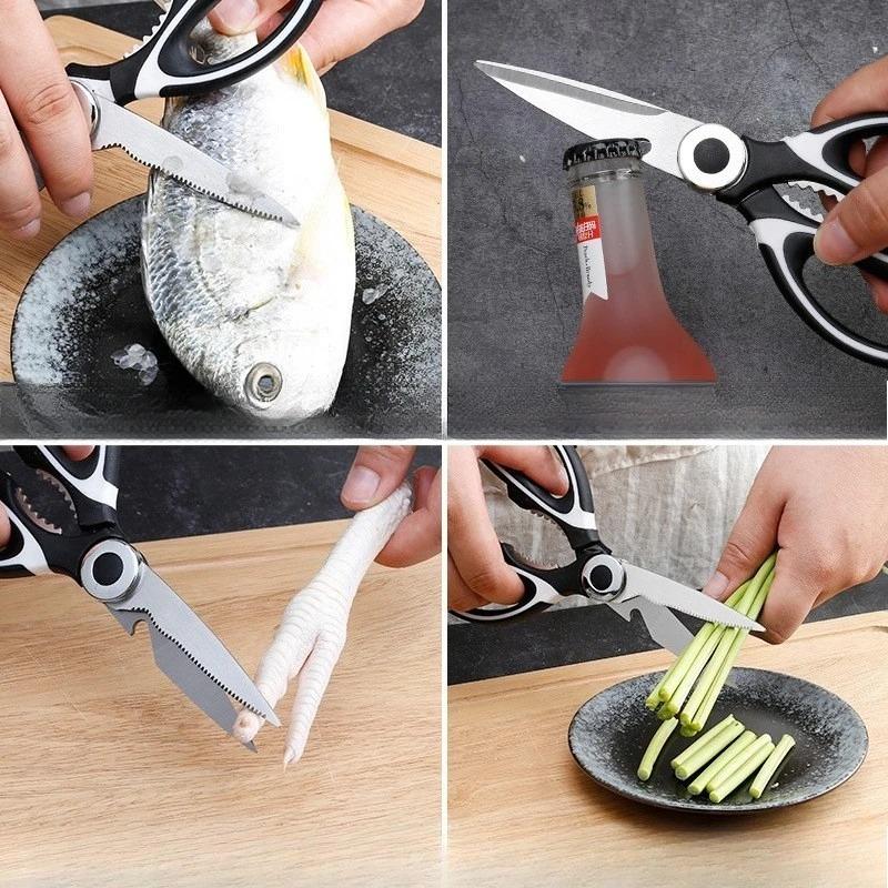 Stainless Steel Multi-Purpose Scissors, Heavy-Duty, Abrasion-Resistant, Sharp Shears for Cutting, Opening Boxes, Slicing