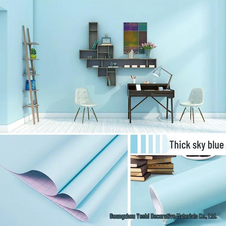 Self-Adhesive Waterproof PVC Wall Mural - Solid Color, Thickened Wallpaper/Sticker for Dorms (White/Black)