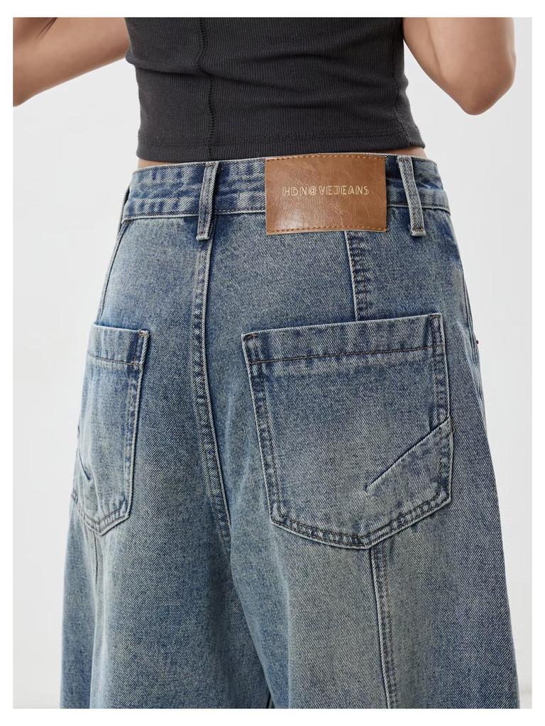 Damen Jeans mit hohem Bund, Retro Blau, Weites Bein, Herbst/Winter 2025, Entspannter Gerader Schnitt
