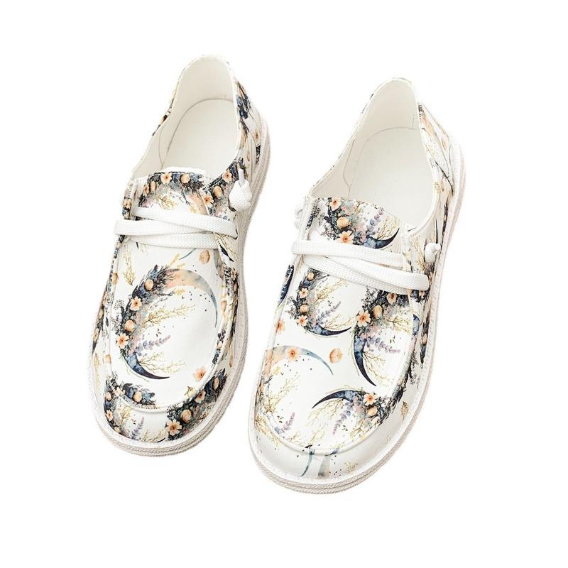 2025 New Canvas Print Colorful Export Ethnic Style Flat Casual Women's Shoes