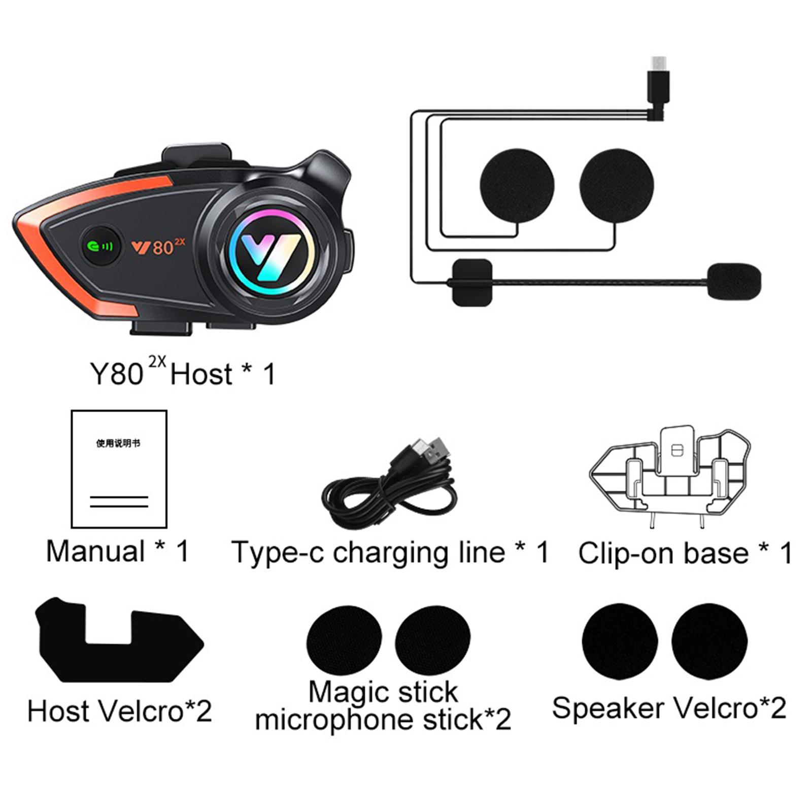 

800m Range Motorcycle Helmet Headset Bluetoothcompatible5.3 Headphone Wireless Waterproof Handsfree For 2 Rider Earphone 1