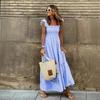 Summer women's clothing collage plaid suspender elastic pendulum dress