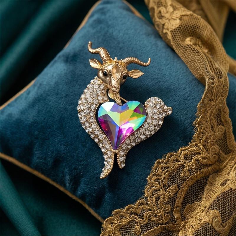 Unique Rhinestone Goat Brooch Scratch-resistant Alloy Animal Sheep Pin for Women Men Formal Wear Decoration Gift