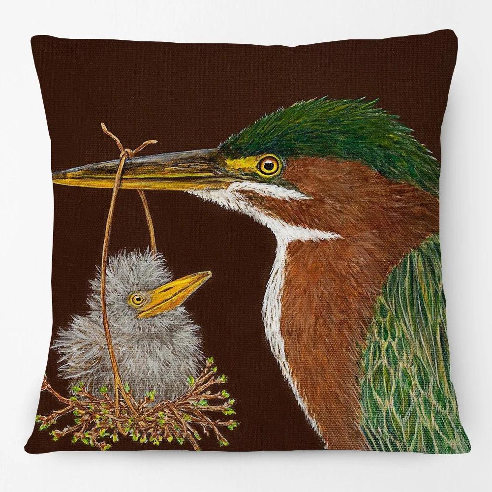Soft Peach Skin 2D Flat Printed Cushion Cover Ethnic Bird Nordic House Throw Pillow Case For Couch Living Room Home Decor Case