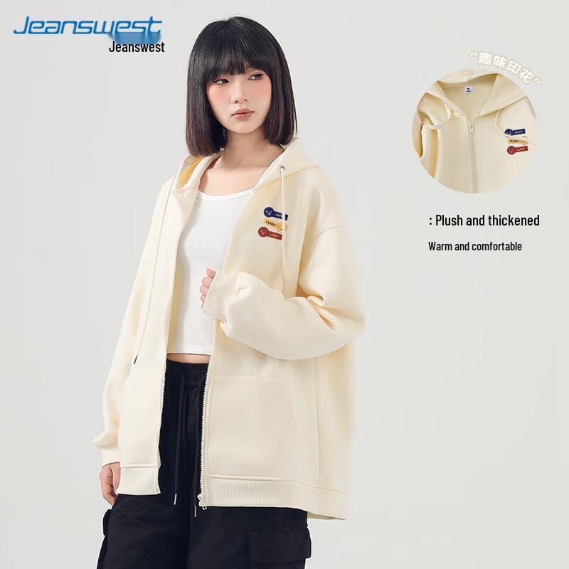 JEANSWEST Women's Fleece Lined Hooded Zip-Up Sweatshirt Jacket