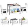 Children's Table and 2 Chairs Set, 3-in-1 Tabletop with Chalkboard and Storage, Grey