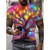 Men's Tree of Life T-Shirt Colorful 3D Magic Forest Graphic Printed Casual Short Sleeve O-Neck Pullover Psychedelic Summer Tee Tops Men's Clothing