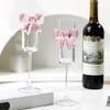 Yousheng Wine Glass Champagne Flutes with 3D Pink Butterfly Decoration Faux Crystal Glass Wedding Party Anniversary Wine Glasses