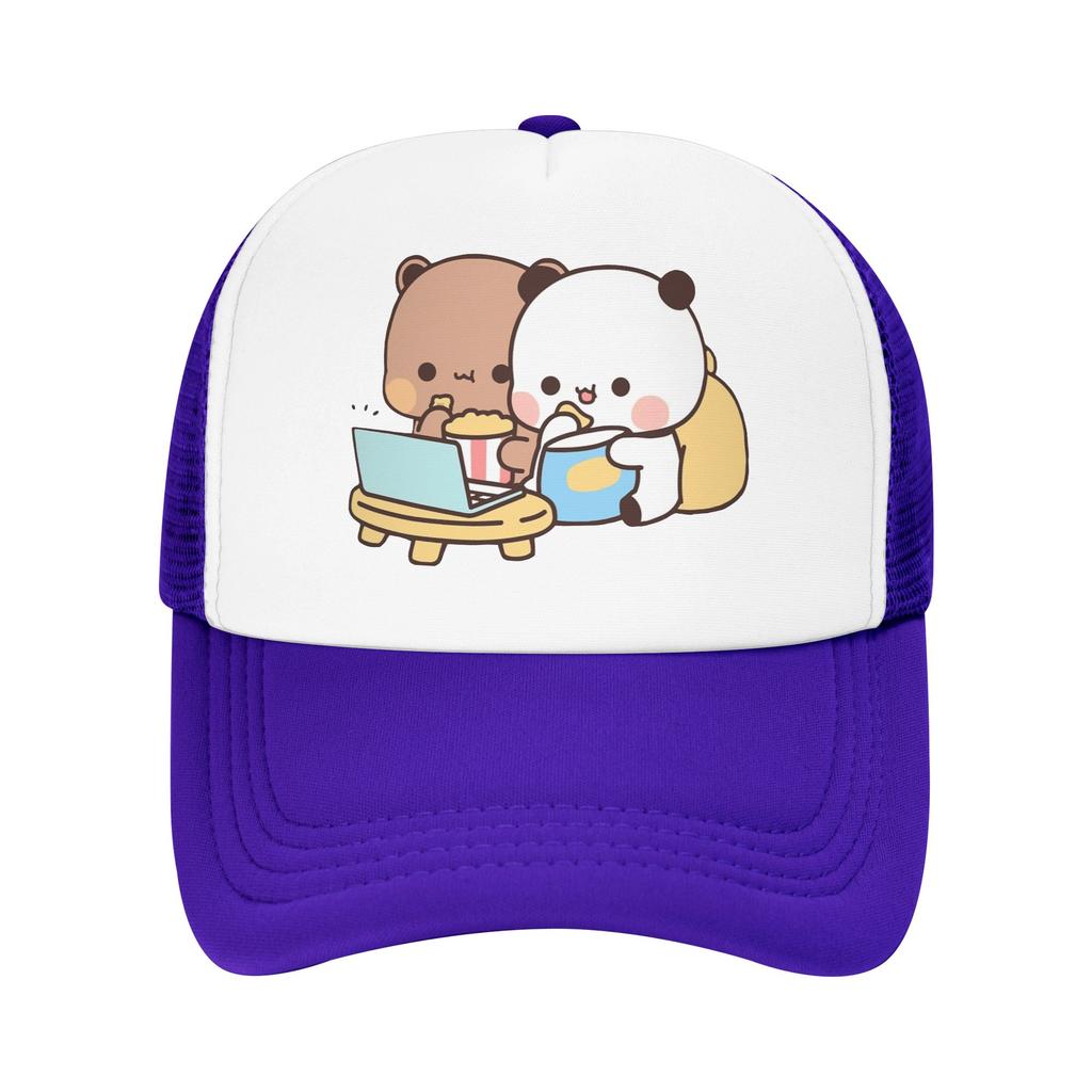 Panda Bear Couple Anime Cartoon Trucker Cap Mesh Baseball Caps Snapback Caps Bubu And Dudu Hat Sun Hat Breathable Racing Cap