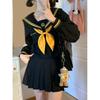 Longpen School Authentic Sailor Lolita Yellow Pleated Classic Cosplay Long JK Sailor School Lolita Costume for Photo Cultural Halloween Uniform, Suit,