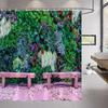 3D Landscape Shower Curtain Garden Wooden Bridge Plant Tree Flower Natural Scenery Bathroom Decor Hanging Wall Fabric Curtain