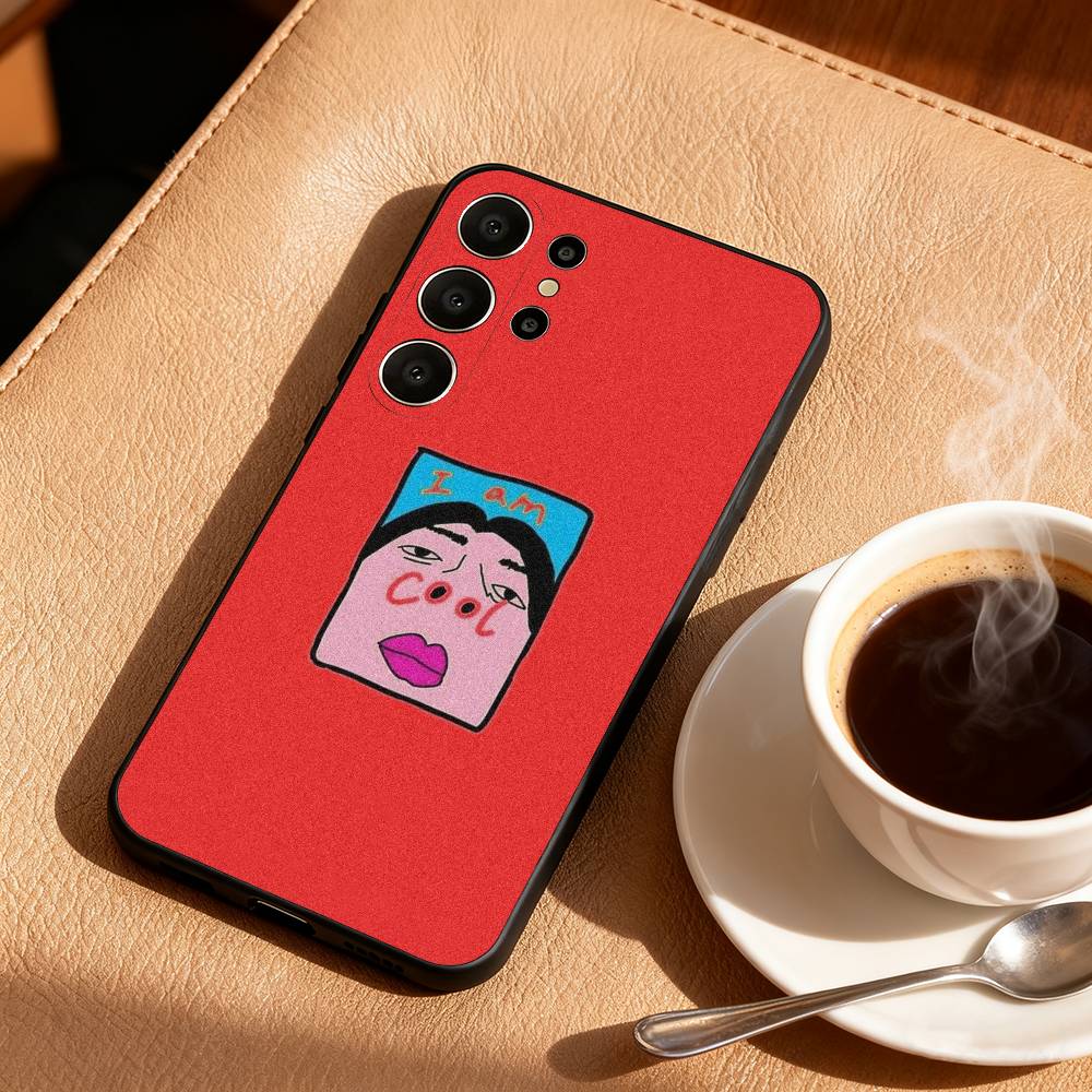 1PC F-Funny E-Exaggerated Face Emotion Phone Case For Samsung S26,S25,S24,S21,S22,S23,S30,Ultra,S20,FE,Lite,10,9,Black Cover