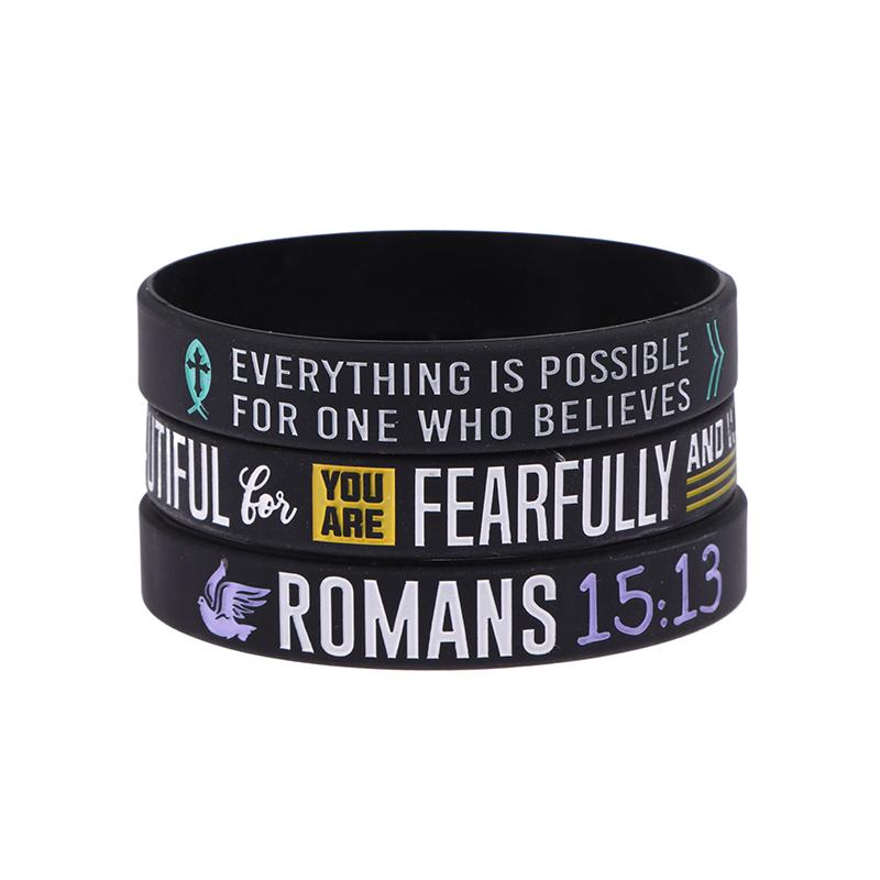 13ks Víra Věř Mír Milost Bible Křesťanský Náboženský Náramek Sportovní Silikonové Náramky Gumový Náramek