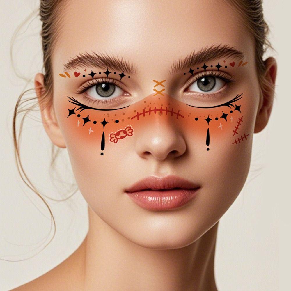12pcs Disposable Halloween Face Tattoo Portable Halloween Bat Face Stickers  Halloween Party
