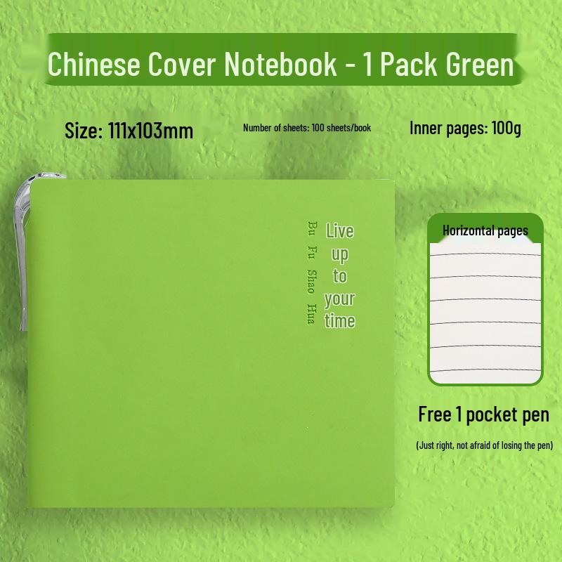 Compact A7 Leather-Covered Pocket Notebook for Business Meetings & Notes зелёный