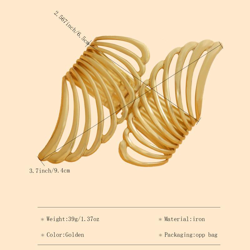 Women's European & American Fashion Metal Hollow-Out Exaggerated Elastic Bracelet Armlet