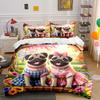 Cute Pug 2/3 Piecebedroom setChildren'sGift Teenagers Adulte Microfibre Double Bed Single Bed DuvetCover with ZipRoom Decor