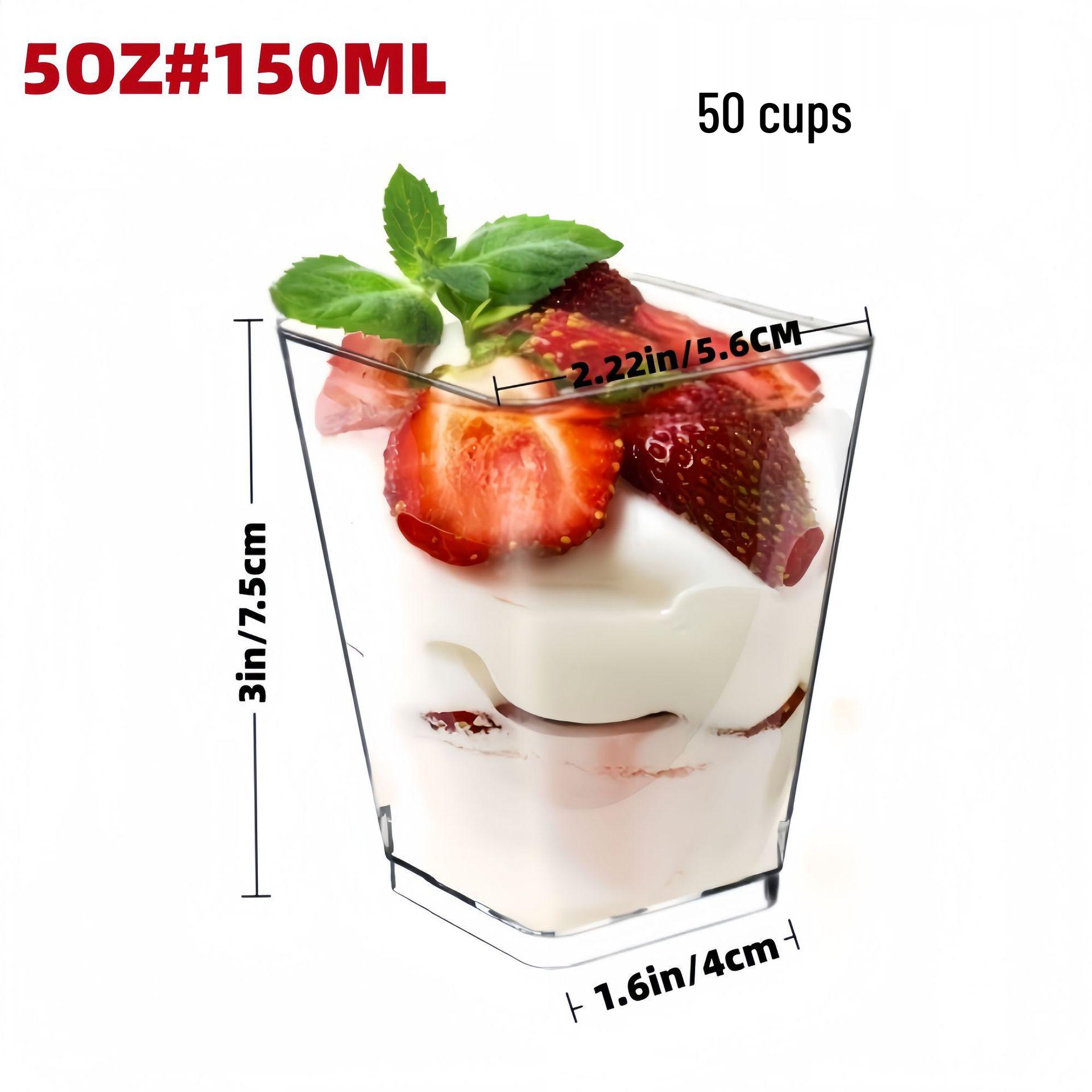 

150ML Trapezoidal Square Disposable Dessert Cup for Mousse, Pudding, or Ice Cream