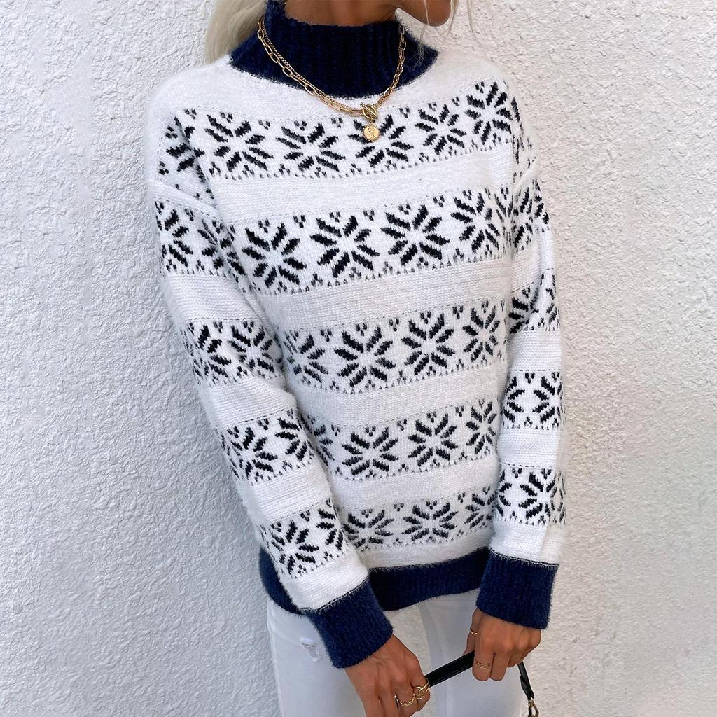Drizzle 2023 Autumn/Winter European & American Women's Snowflake Knit Sweater