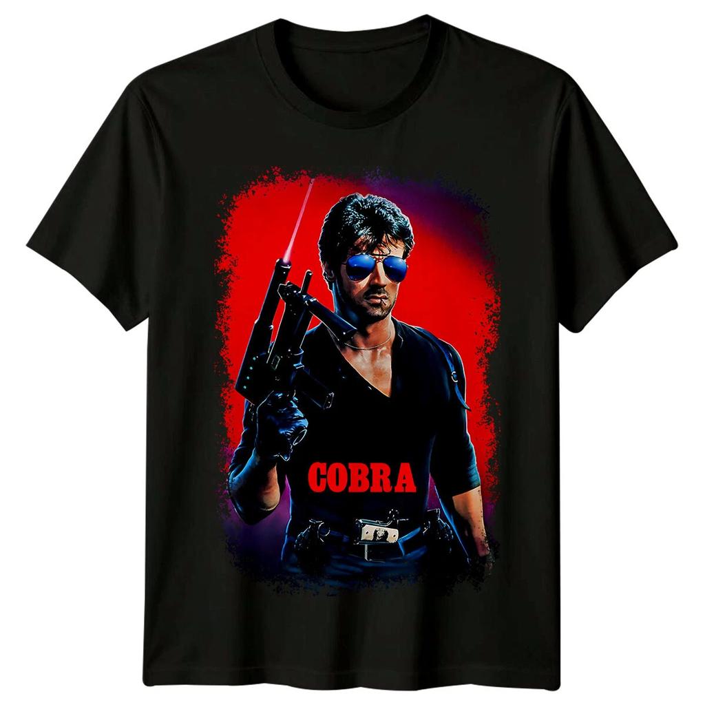 T-shirt Azione Retrò Cobra 1986 per Uomo Donna Sylvester Stallone Poliziotto Thriller Grafica Classica Top Casual Vintage