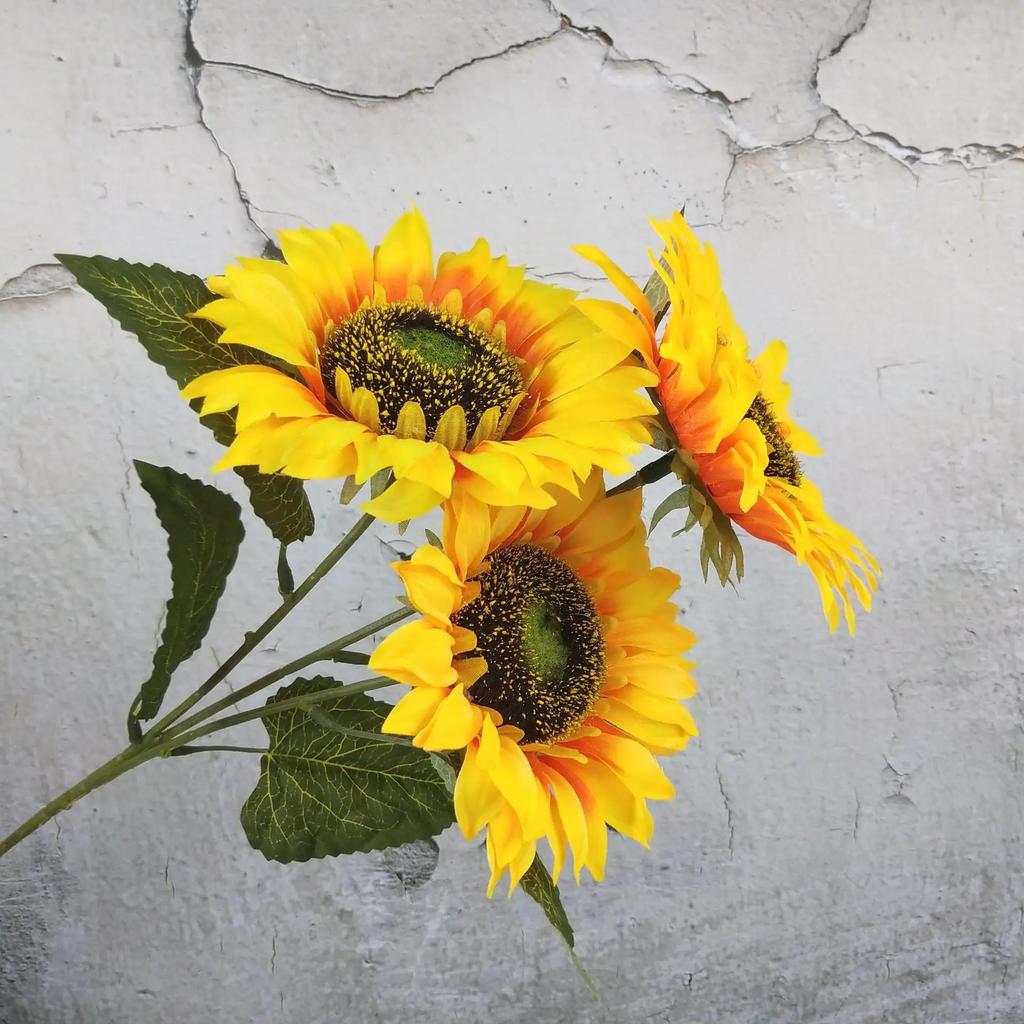 3 Heads/Bunch Decorative Home Decor DIY Craft Fake Flores Bouquet Artificial Flower Silk Sunflower Wedding Decoration