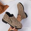 European and American Foreign Trade Large Size Leopard Print Thick Heel Short Martin Boots Women's Cross-border Thin Casual Side Zipper Chelsea Boots