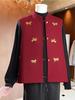 Luxury Red Embroidered Horse Vest for Stylish Young Mothers