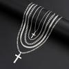 13Pcs Stainless Steel Cross Necklace Bracelet Sets For Men Fashion Silver Color Cuban Chain Jewelry Sets Hiphop Party Wear Gifts