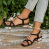 Bohemian sandals women's 2025 new summer versatile handmade beaded mid-heel wedge heel flat open-toed sandals