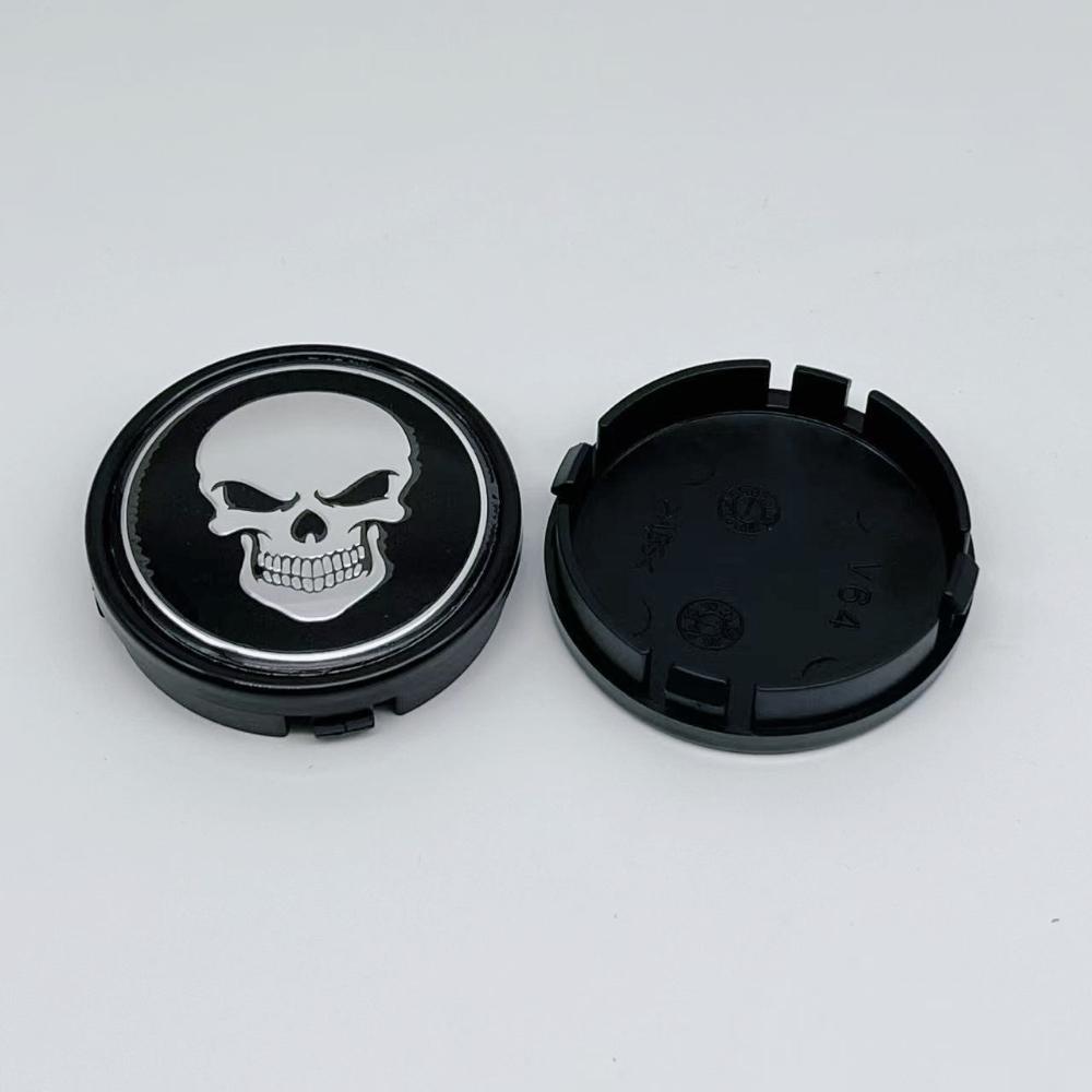 4pcs O.D 64MM (I.D 61MM ) Skull Logo Emblem Car Wheel Center Caps for Volvo Rim Hubcaps Cover Wheels Hub Lid Replace Accessories