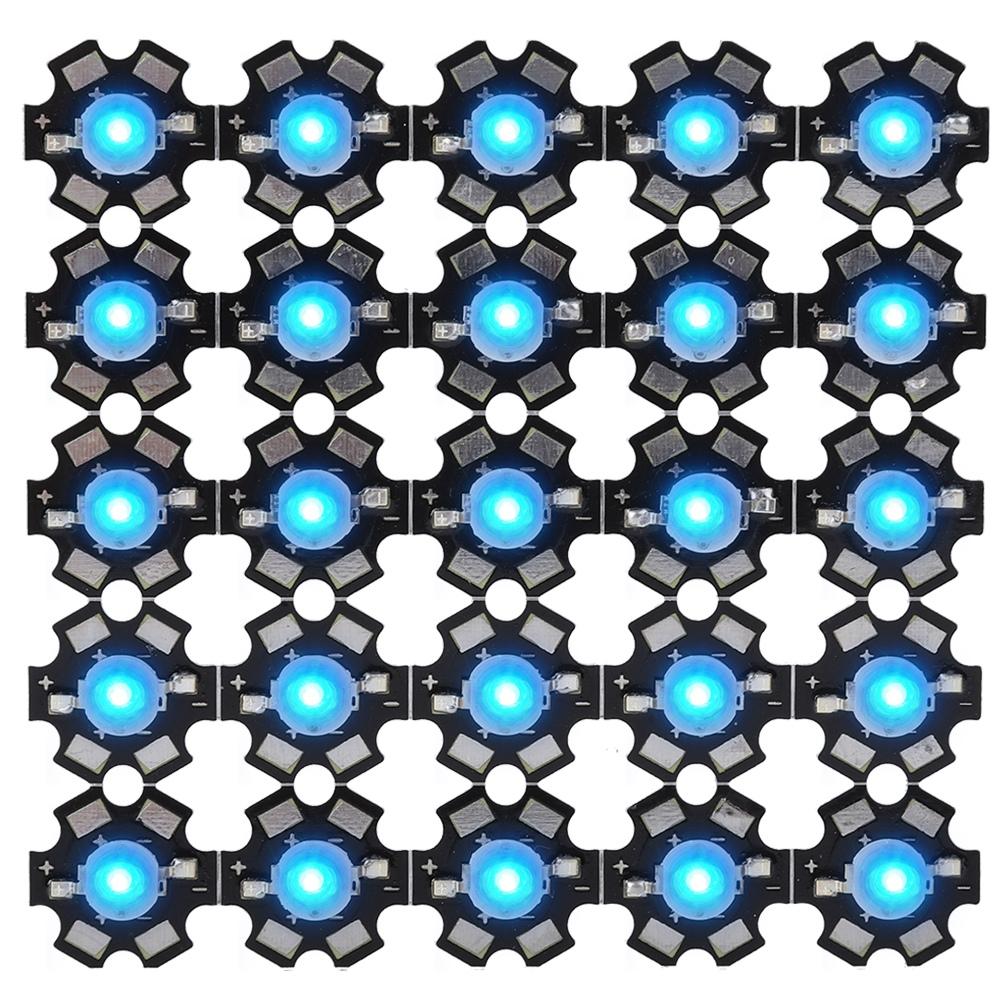 3W Høyeffekt LED Lampeperler Emitter Diodebrikker for DIY Belysningsarmaturer Blå