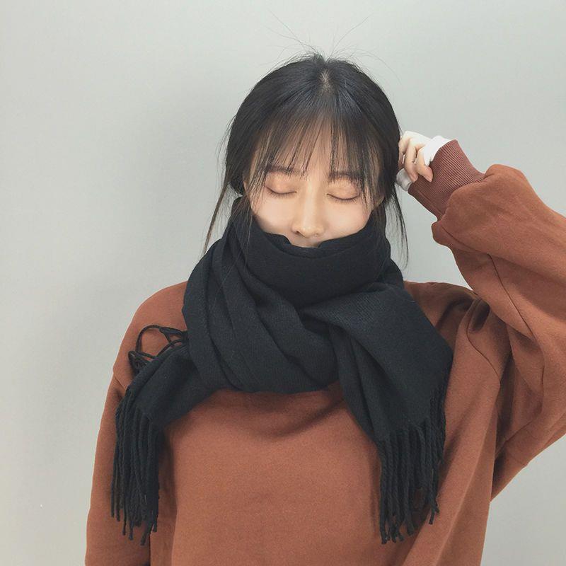Women's Faux Cashmere Warm Scarf - Autumn/Winter Solid Color Korean Style Shawl