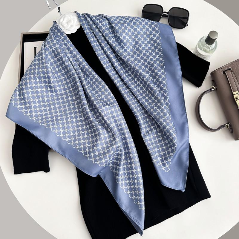 Čiernobiela hodvábna twill šatka so zvieracím vzorom - 90x90CM Jesenný/Zimný šál pre ženy