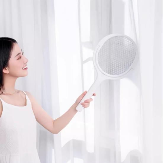 Rotating Head Electric Fly Swatter USB Rechargeable Adjustable 3500 Volt Indoor Outdoor Portable Handheld Standing Fly Zapper Racket