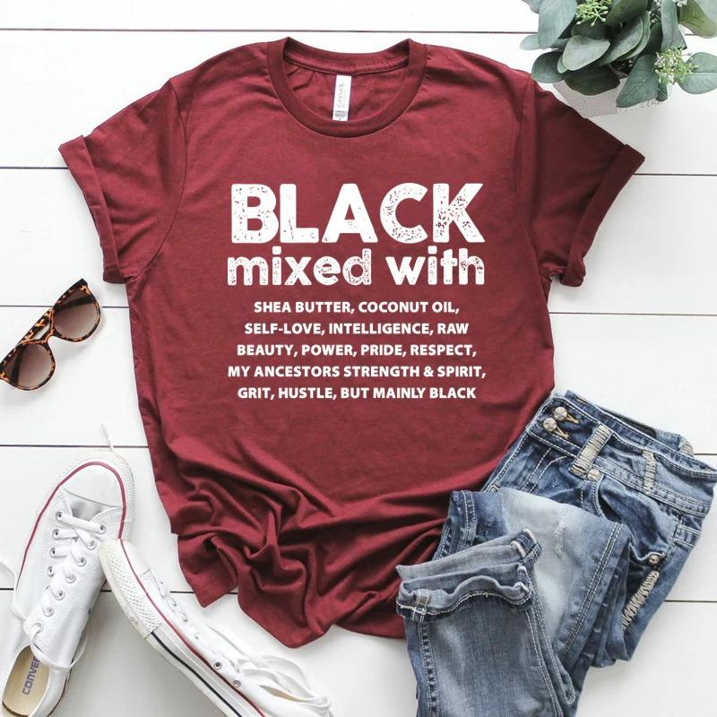 Fashion Women T-Shirt 2020 Black Women T-shirt Black Mixed with Shirt S