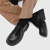 Sapatos de couro Z primavera estilo britânico retrô aumento cabeça grande derby sapatos preto casual