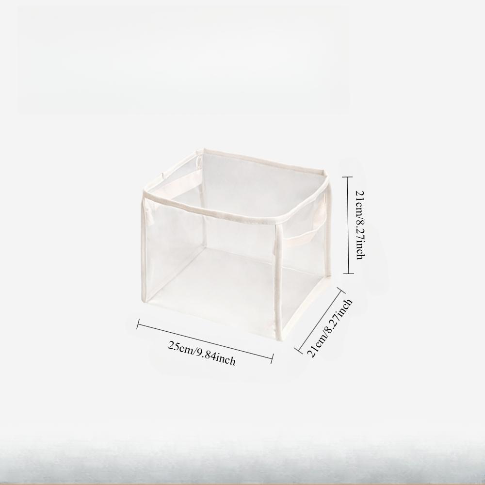 

Clear PVC Storage Bins Round Toy Organizer with Handles Foldable Playroom Transparent Baskets for Board Games, Puzzles, Books