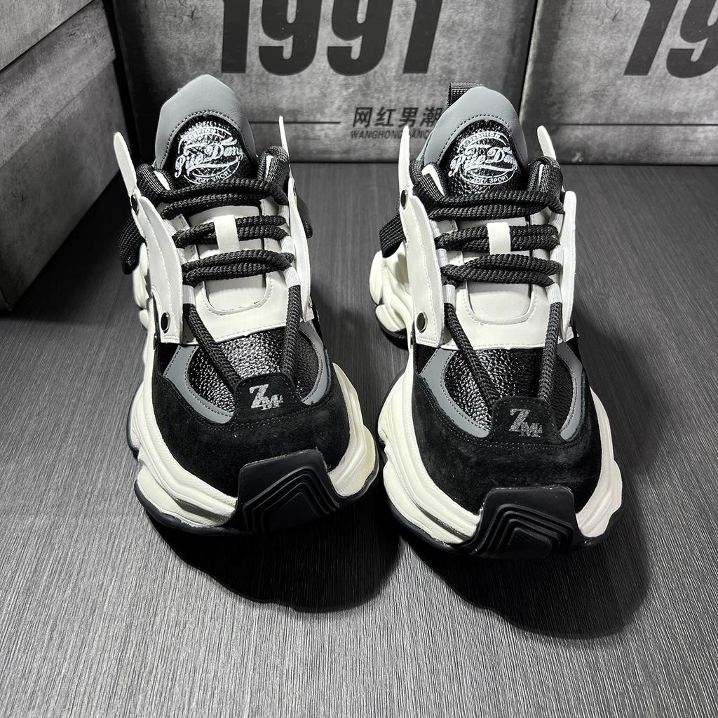 Hong Kong style shoes, new winter high-end casual sports shoes, thick-soled heightening dad shoes
