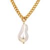 Schmuck Edelstahl Schleifkette Imitation Barockperle Gold Halskette Damen 2124