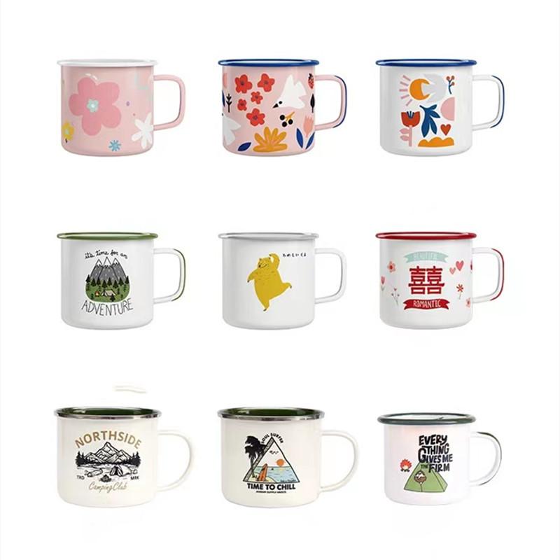 Outdoor Back To Ancients Creative Enamel Camping Mug 300ml Metal Enamel Coffee Tea Camping Hiking Backpacking Fishing Picnic