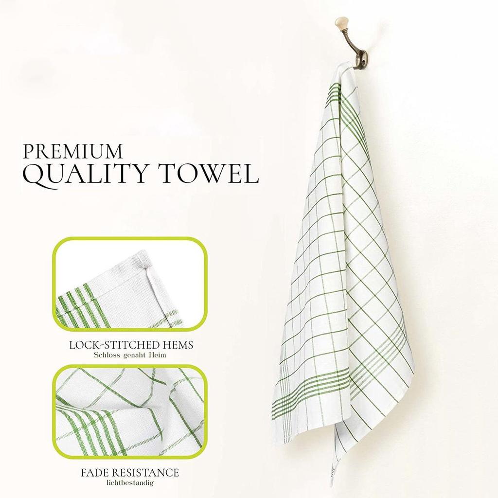 6/12Pcs Kitchen Towels, HOOHNICE, Classic Plaid Dish Towel Scouring Pad