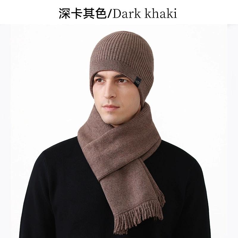 Unisex Warm Hat and Neck Scarf Set for Outdoor Cold Protection Knit Woolen Cap with Ear Cover For Men and Women
